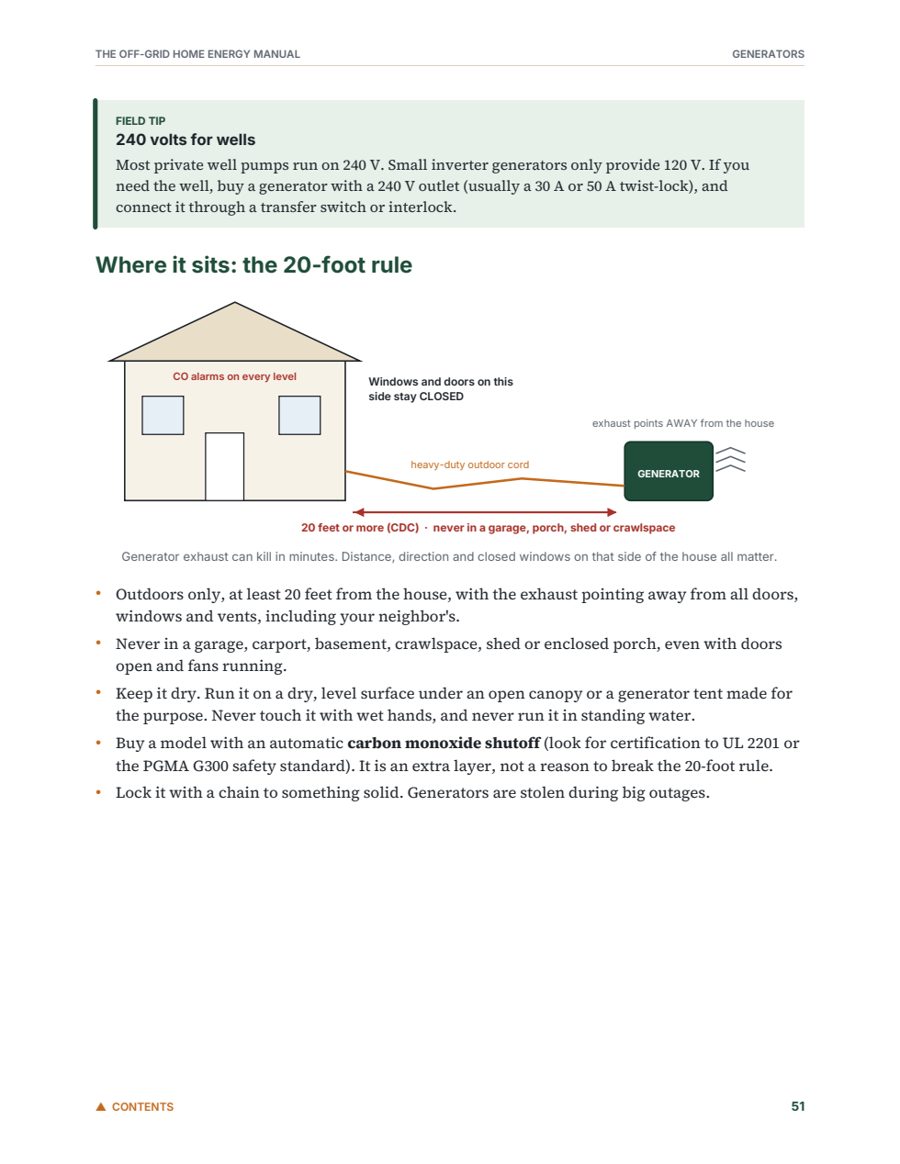 Sample page: generator placement and connection